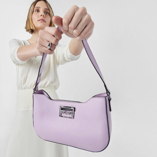 Sac porté épaule en cuir mauve TOUS Legacy