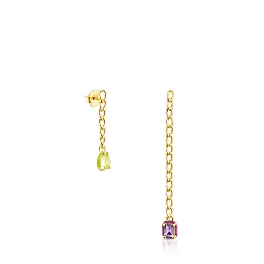 Orecchini con placcatura in oro 18 kt su argento e gemme e smalto TOUS Vibrant Colors