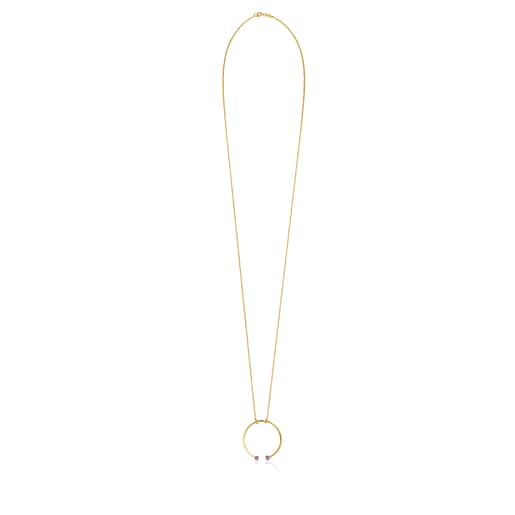 TOUS Batala Necklace in Silver Vermeil with Amethyst 4cm.