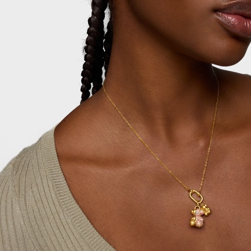 Colgante con baño de oro 18 kt sobre plata y gemas My Other Half