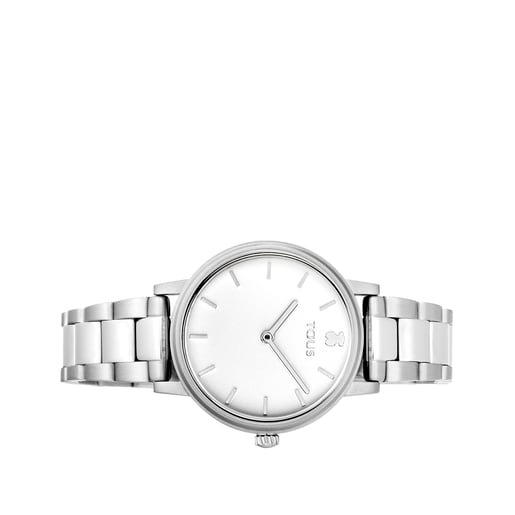 Reloj Rond Color de acero con zirconitas degradé blanco