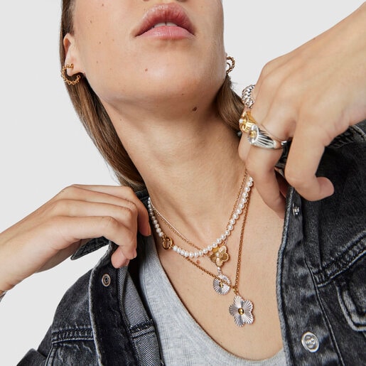 Colgante bicolor flor Iris Motif