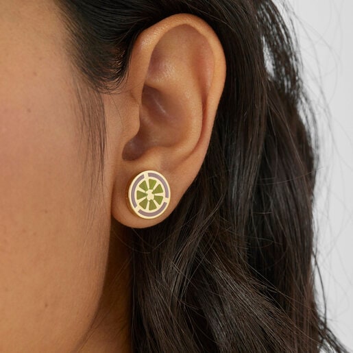 13-mm silver vermeil TOUS St. Tropez Cup Earrings with enamel