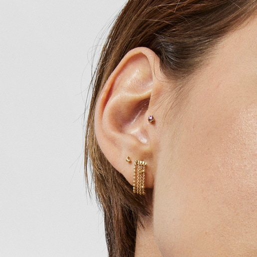 Gold TOUS Cool Joy Ear piercing with rhodolite