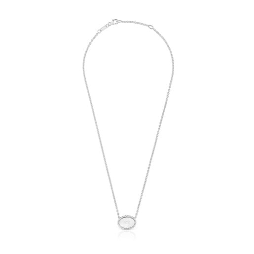 Collana corta in argento con placca TOUS Mom