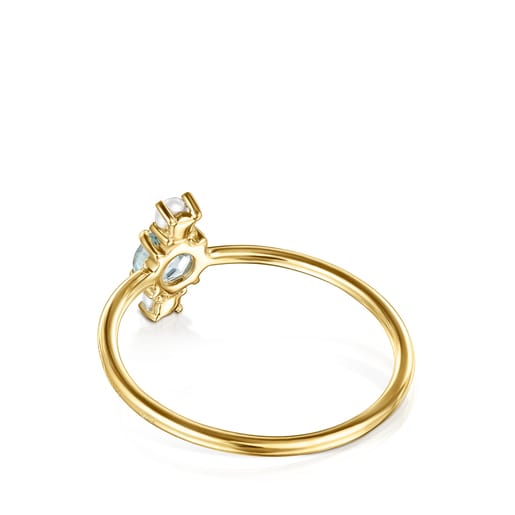 Mini TOUS Ivette Ring Gold with Topaz and Pearl