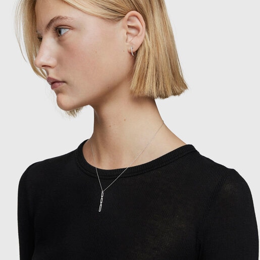 Short oval Necklace in white gold with diamonds Les Classiques