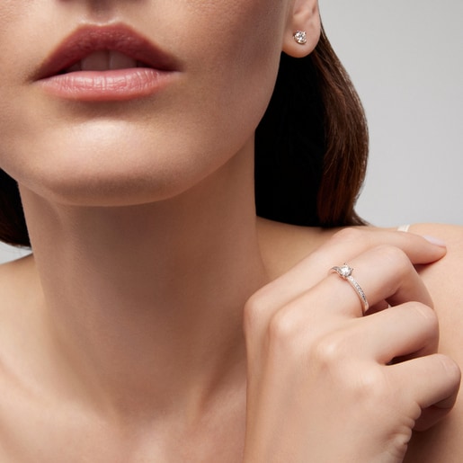 Solitario de oro blanco con diamante TOUS ATELIER