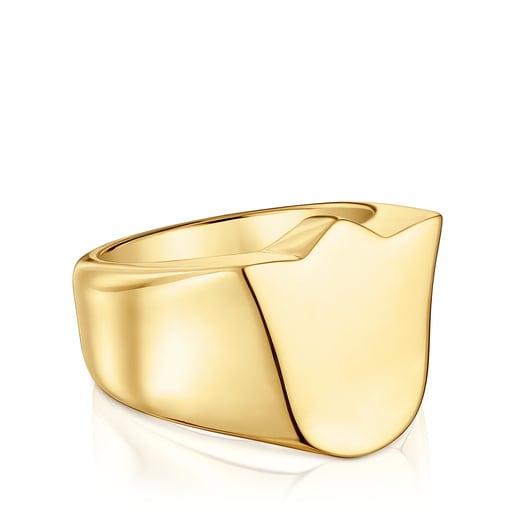 Anillo sello tulipa con baño de oro 18 kt sobre plata Sweet Dolls