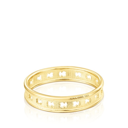 Silver vermeil TOUS Bear Row ring with bear silhouettes