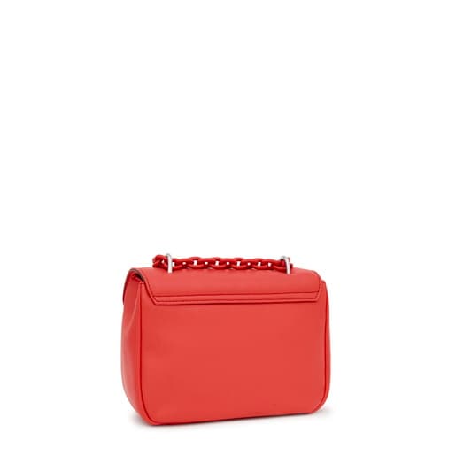 Small coral-colored leather Crossbody bag TOUS Bold Bear | TOUS