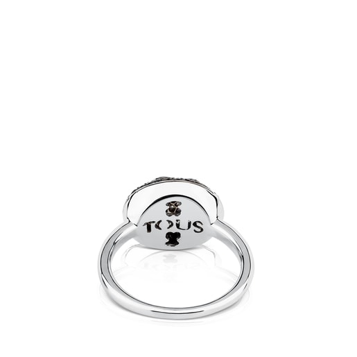White Gold TOUS Bear Ring with Diamond and Enamel