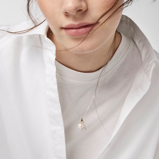 Dije Straight de plata y perla