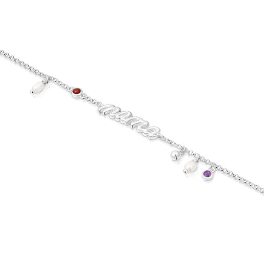 Silver Mama Bracelet with cultured pearls and gemstones TOUS Mama | TOUS