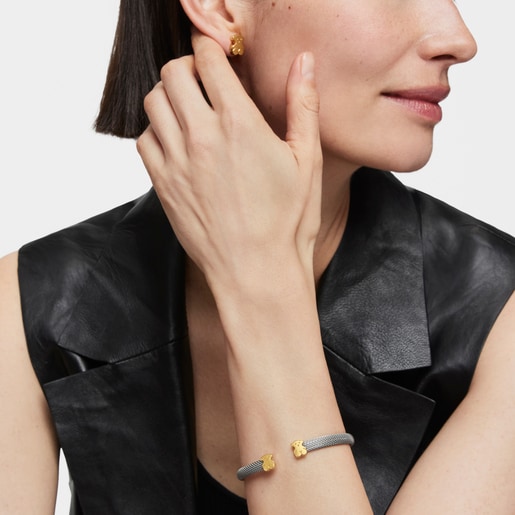 Mesh Gold and Steel Bangle