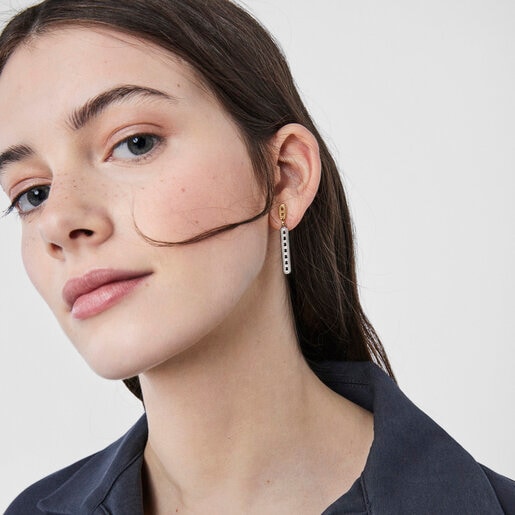 עגילי TOUS Bear Row בשני גוונים עם צלליות דובונים