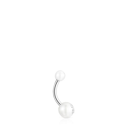 Piercing de ombligo de acero y perlas TOUS Pearl