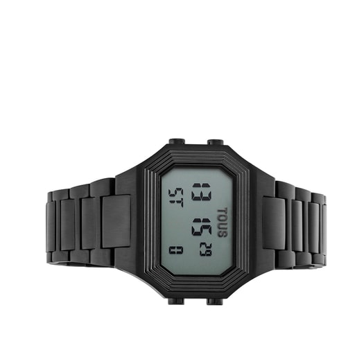 Reloj digital con brazalete de acero IP negro Emerald