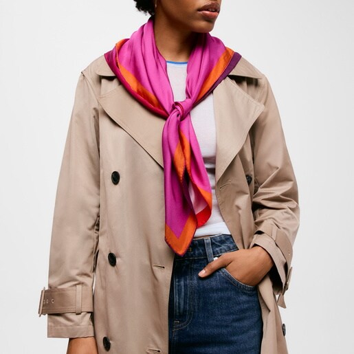 Square orange Scarf TOUS Double Way Gradient