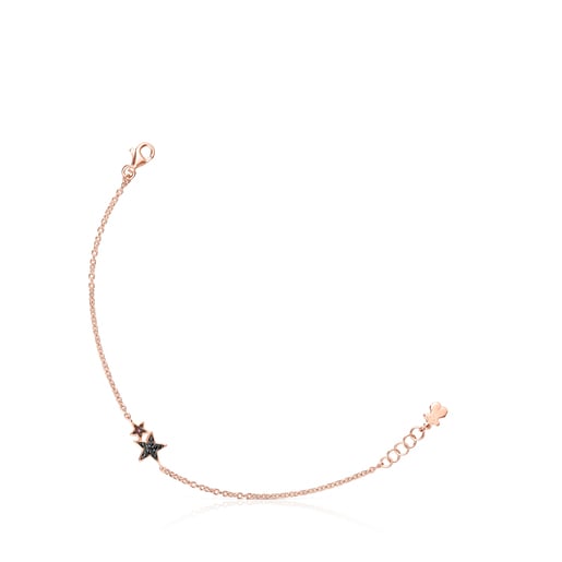 Pulsera Teddy Bear Stars con baño de oro rosa 18 kt sobre plata, espinela y rubí