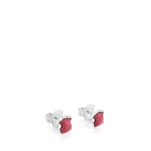 Silver TOUS Color Earrings with rhodonite