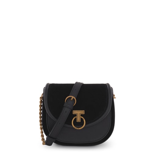 Black T Hold Chain leather crossbody bag
