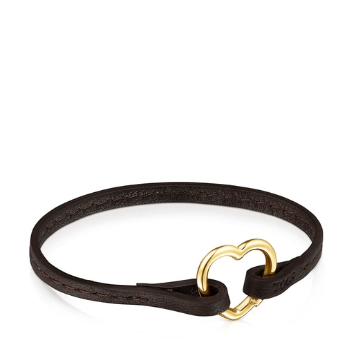 Hold Gold and brown Leather Bracelet