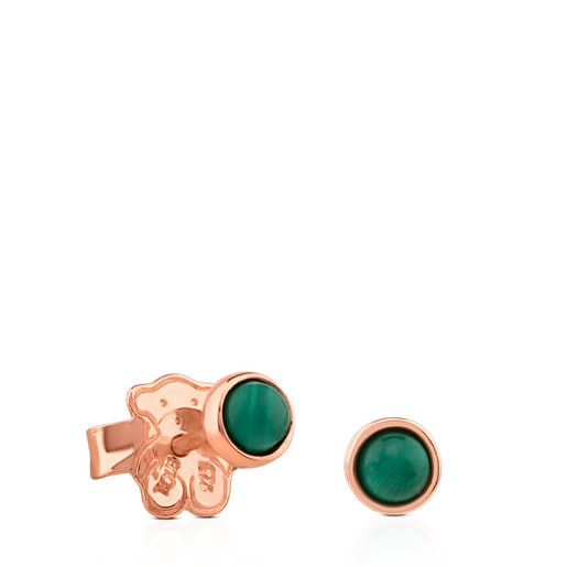 Rose Vermeil Silver Super Power Earrings with Malachite