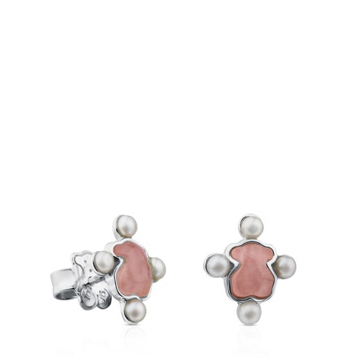 Silver Color Power Earrings with Quartz and Pearl | TOUS