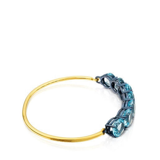 ATELIER Titanium Bangle with Gold and Topazes