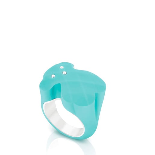 Silver TOUS Bear Ring with Silicon