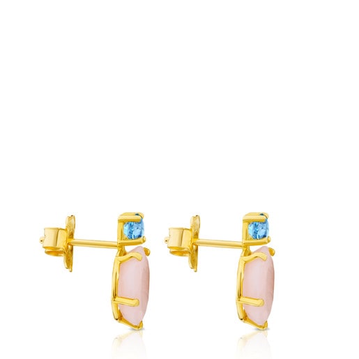 Ohrringe Ivette aus Gold mit rosa Opal und Topas