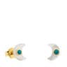Gold Super Power Earrings with Mother-of-pearl and Turquoise