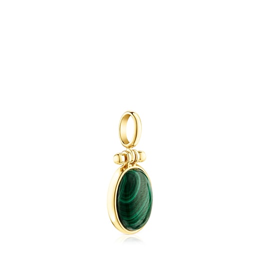 Ciondolo con placcatura in oro 18 kt su argento e malachite Natura Fragile