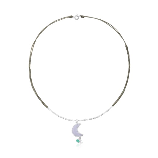 Collar Lune Ch rie de Plata y Cord n en color gris