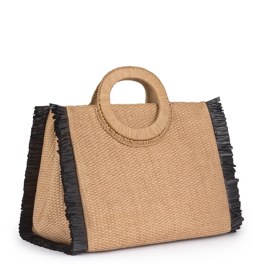 Medium Nude color Amaya Raffia Shoulder Bag