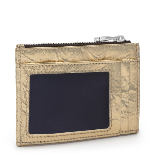 Золотистая кредитница и кошелек для мелочи Dorp с металлическим блеском