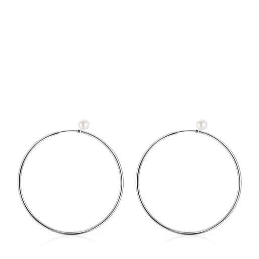 TOUS Basics large Earrings in Silver with Pearl