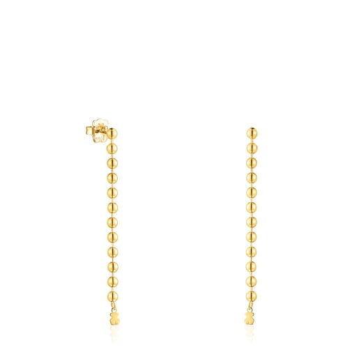 Aretes largos Gloss con baño de oro 18 kt sobre plata