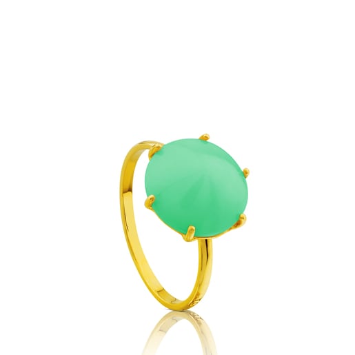 Gold Tack Conica Ring with chrysoprase