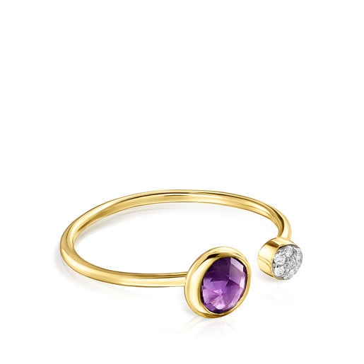Gold with Amethyst and Diamonds Color Kings Ring