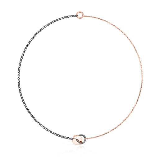 Колье с сердцем  Hold Metal из розового вермеля и темного серебра