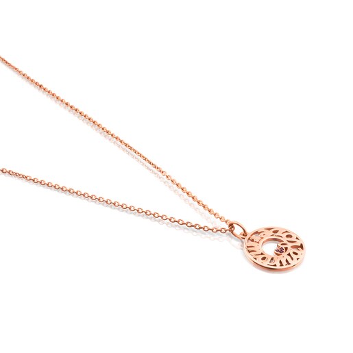 Pink Vermeil Silver Twist Necklace with Rubies