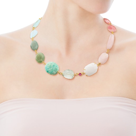 Gold Ethereal Necklace with Gemstones