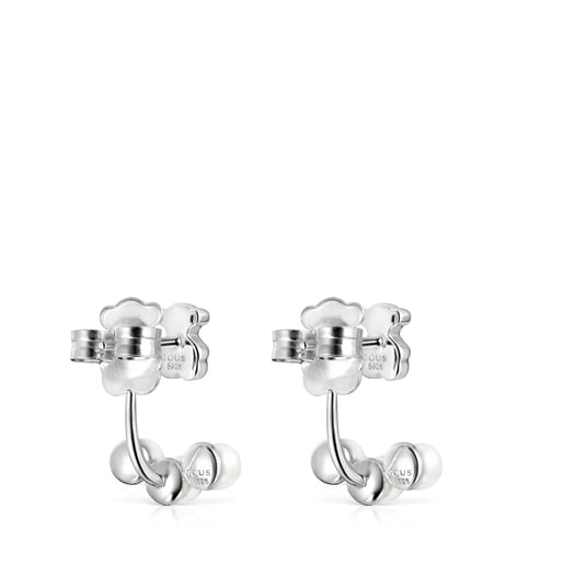 Boucles d'oreilles Nocturne courtes en Argent avec Perles