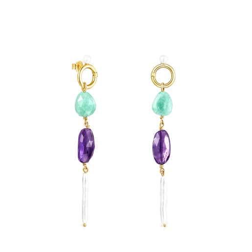 Long Gold Luz Earrings with Gemstones