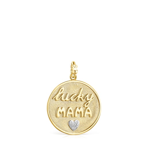 Gold TOUS Good Vibes Mama Pendant with Diamonds