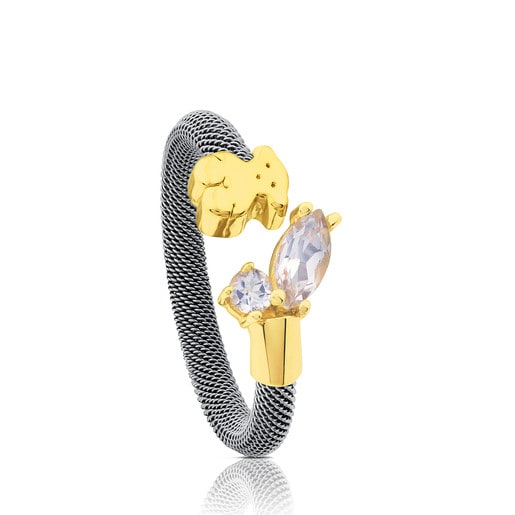Steel and Gold with Topaz Eklat Ring