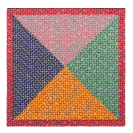 Foulard carré Logogram multicolore et rose