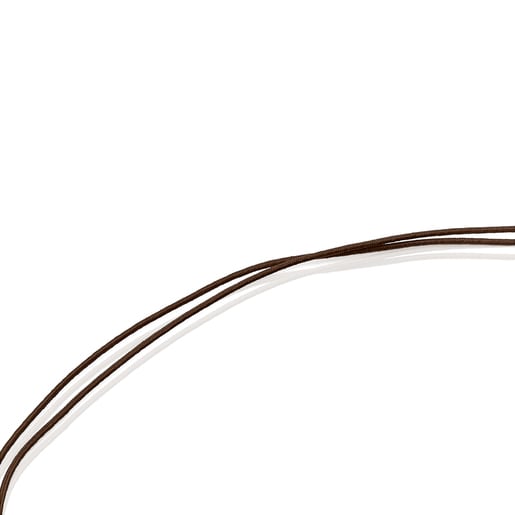 Silver Vermeil Save rhinoceros Necklace with brown Cord